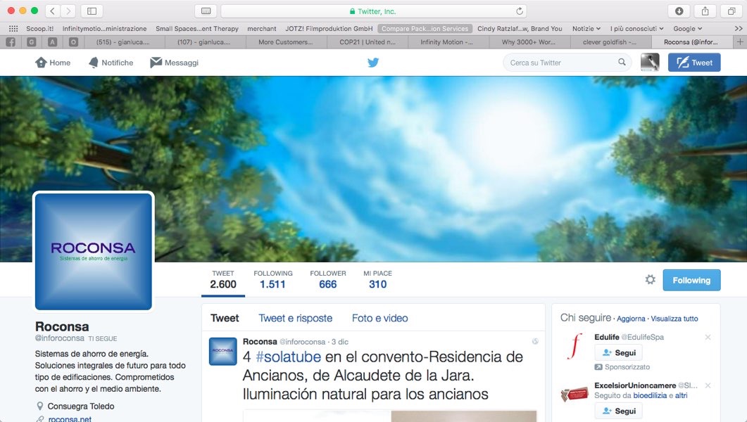 Roconsa, distributore in Spagna di Solatube, su Twitter